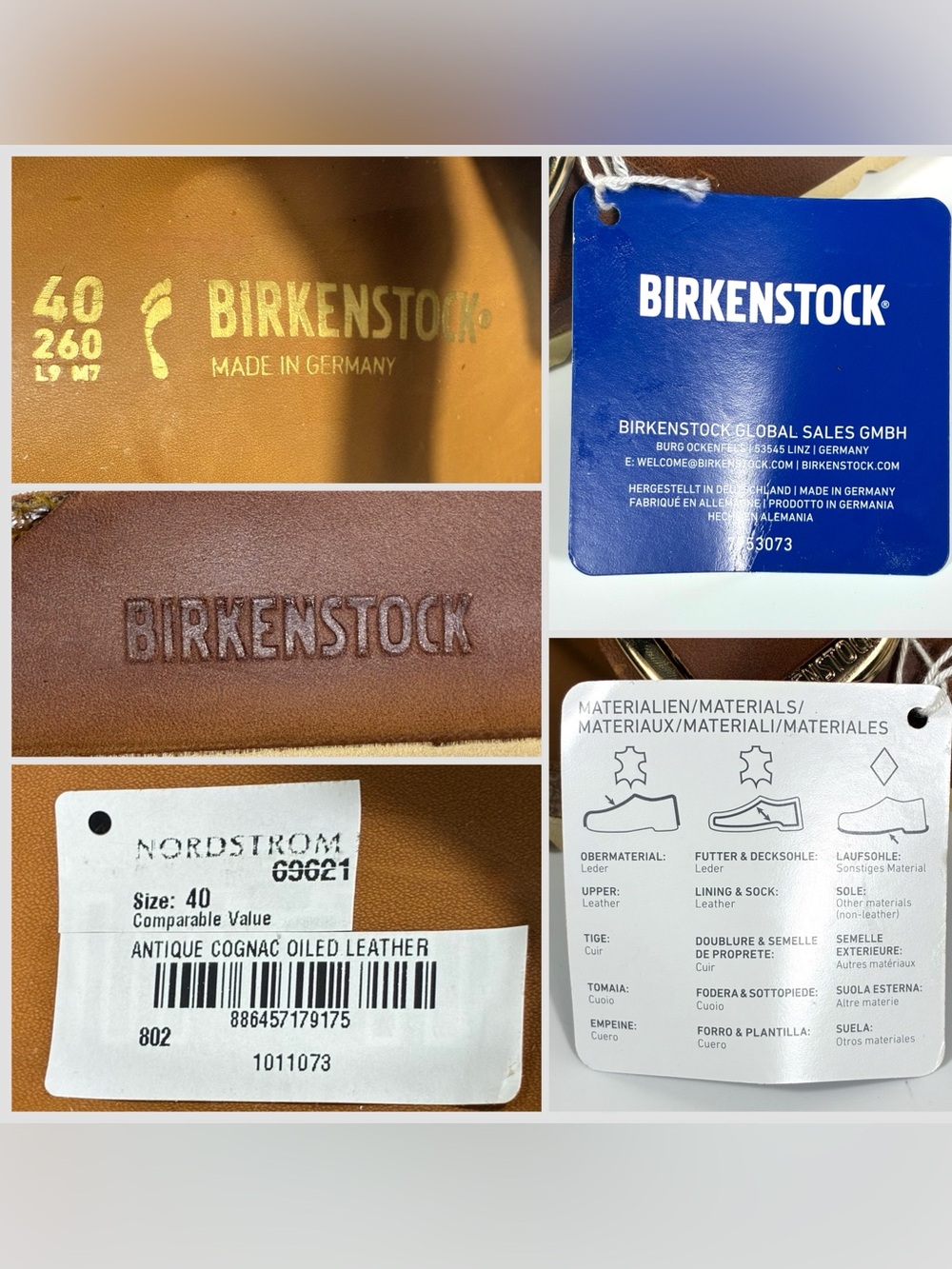 Birkenstock Arizona Big Buckle Slide Sandals Oiled Leather Antique Cognac 40EU - Picture 15 of 17